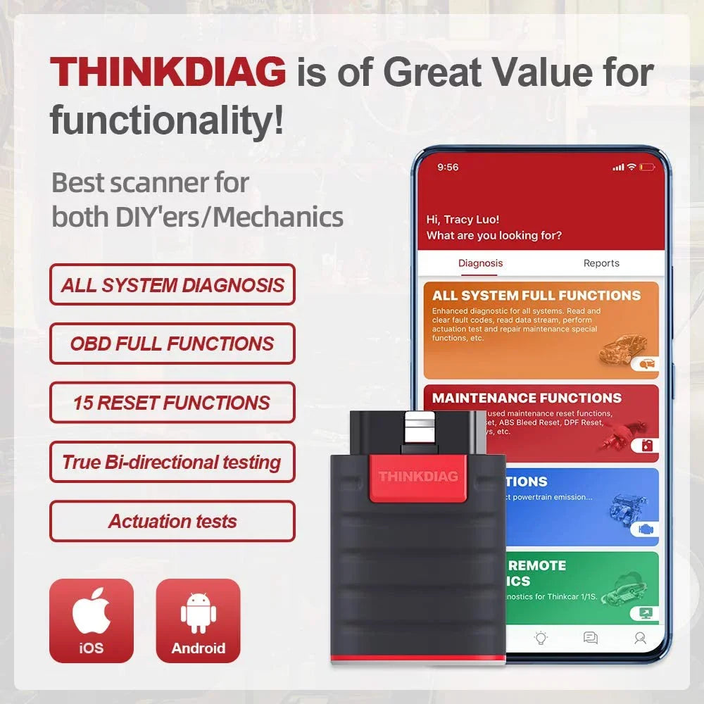 Bluetooth, Diagnostic Reader Scanner Bluetooth thinkcar Code ThinkDiag OBD2 Car