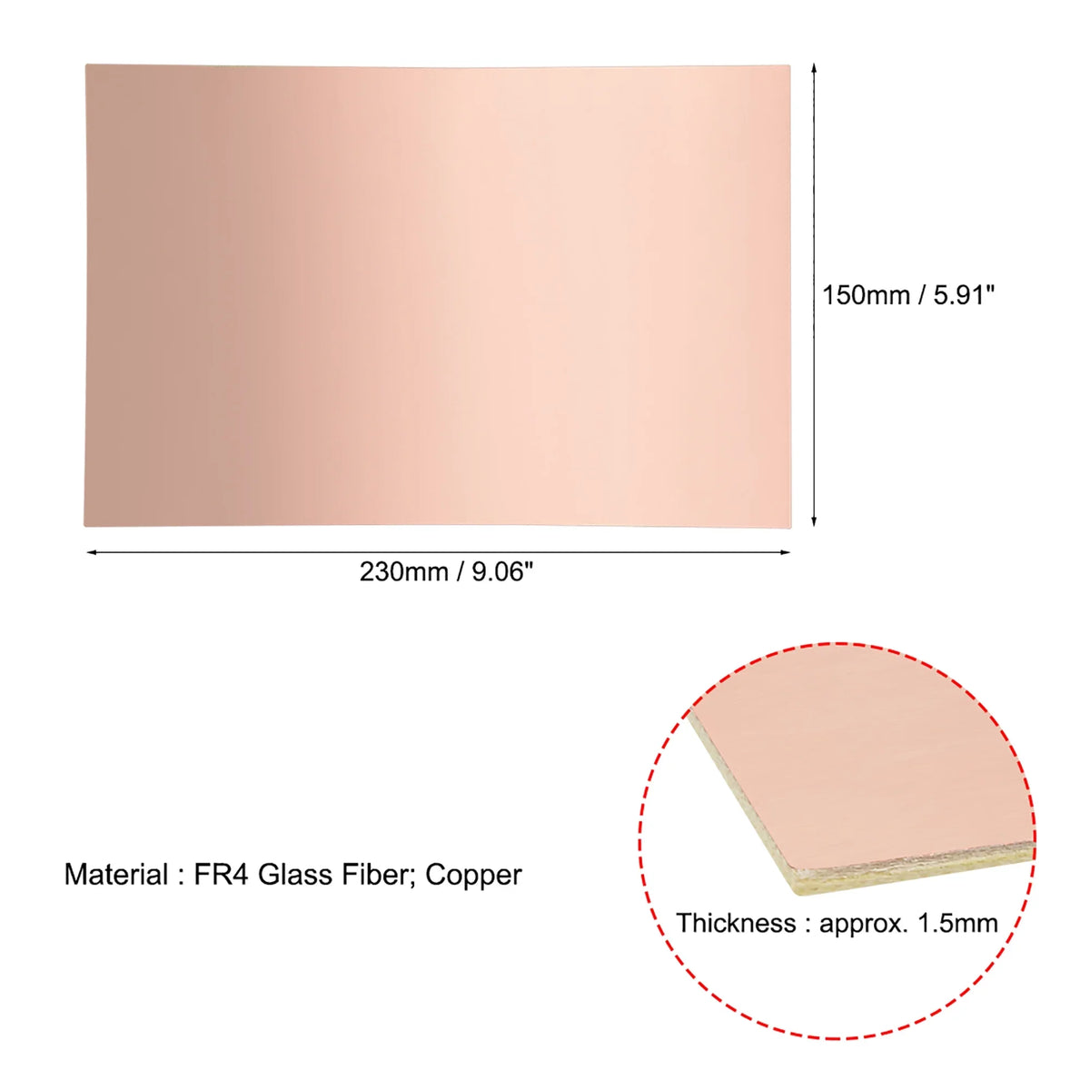 230x150mm Circuit Board Copper Prototyping Single-Sided Clad PCB PCB pcs Board 1.5mm Laminate FR4 5 Thickness DIY
