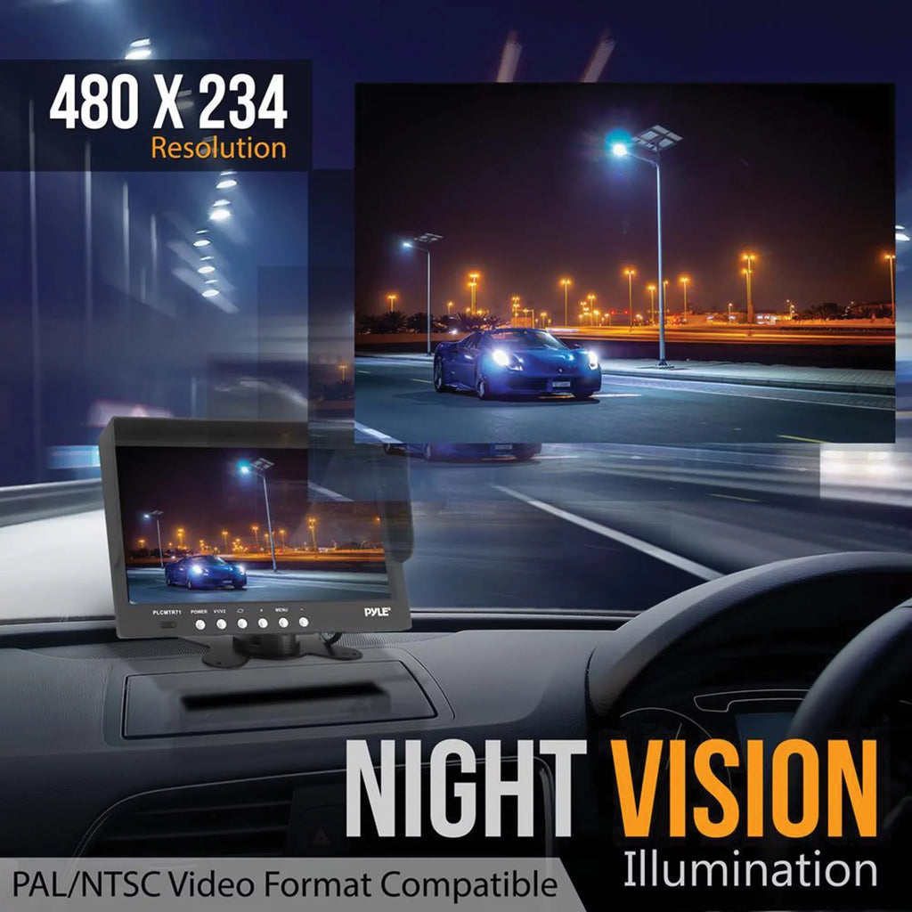 IR Backup with Vision Monitor Camera with 7" and PLCMTR71 Pyle Night System Weatherproof Camera Commercial-Grade