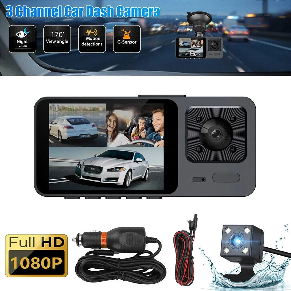 Cam Onemayship Camera Rear Lens DVR 3 Dash Recorder Inside G-Sensor Front 1080P Video Car