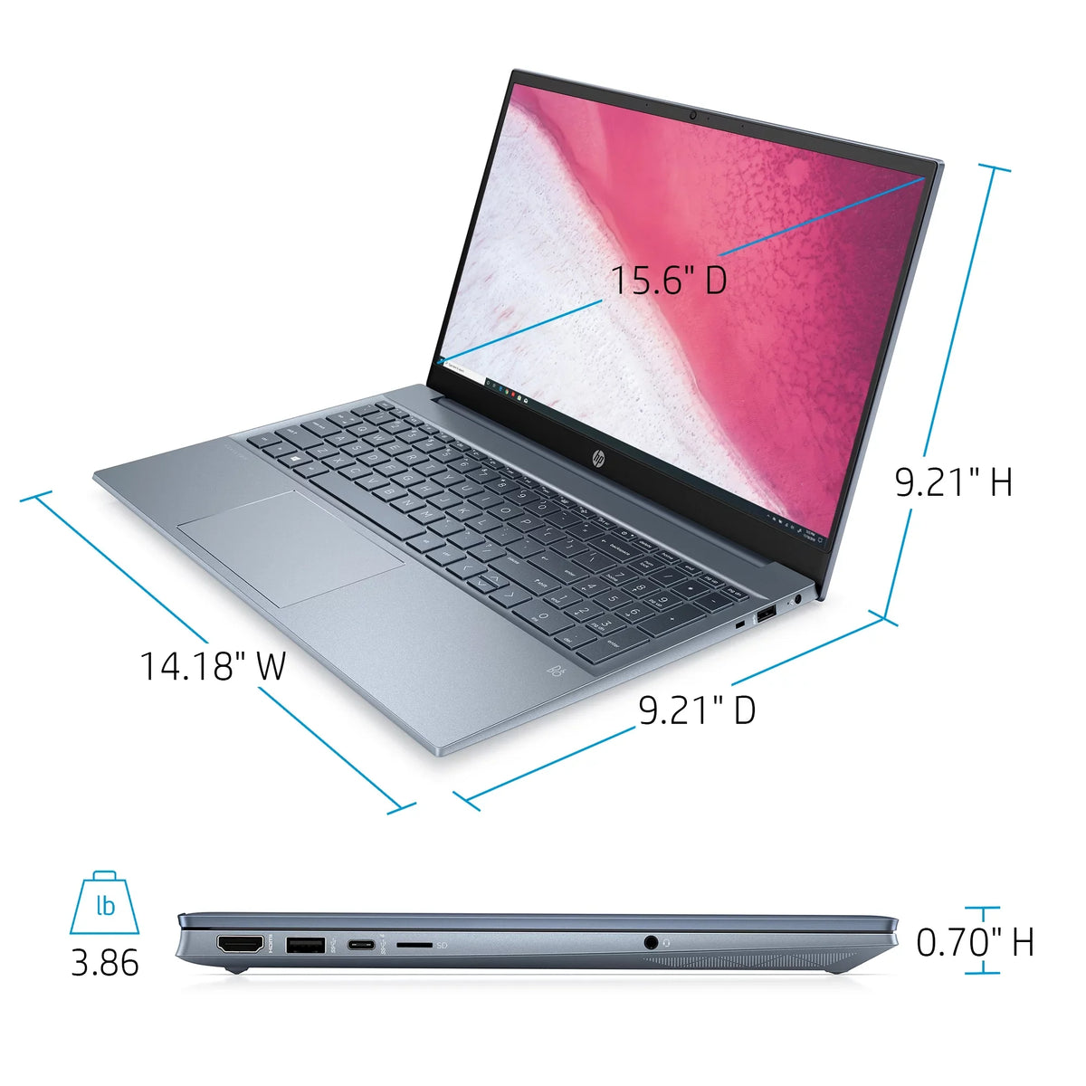15-eh1070wm Blue, 15.6" SSD, Pavilion Horizon Windows FHD, Ryzen AMD 512GB 7-5700U, 11, RAM, HP 8GB