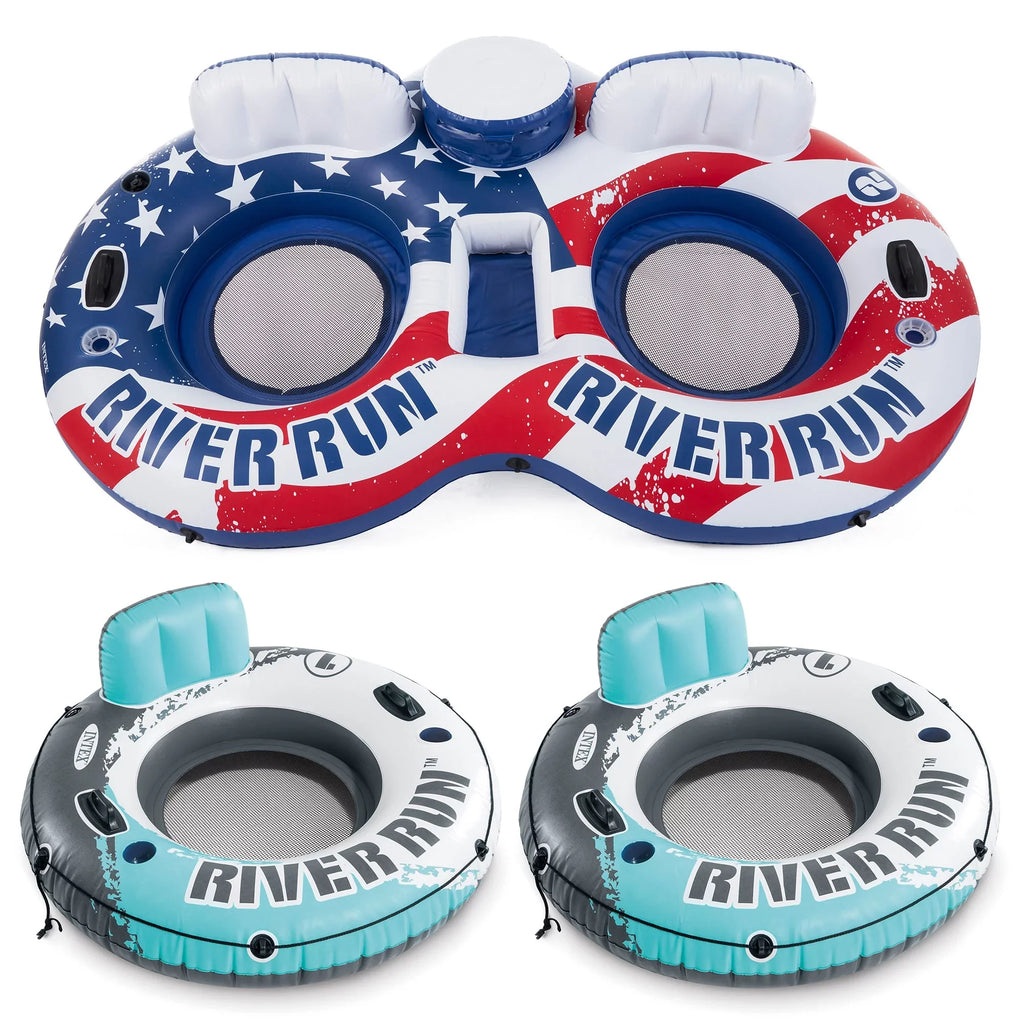 Tube, Run 2 American Float (2 Flag Pack) w/ Inch River 53 Intex Person Red