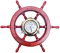 Time | Nagina Pirate's Inches) Clock Nautical Gift Polystone Polished London Ship Porthole Home International | Decor Sea's Wheel (48 Ocean Brass