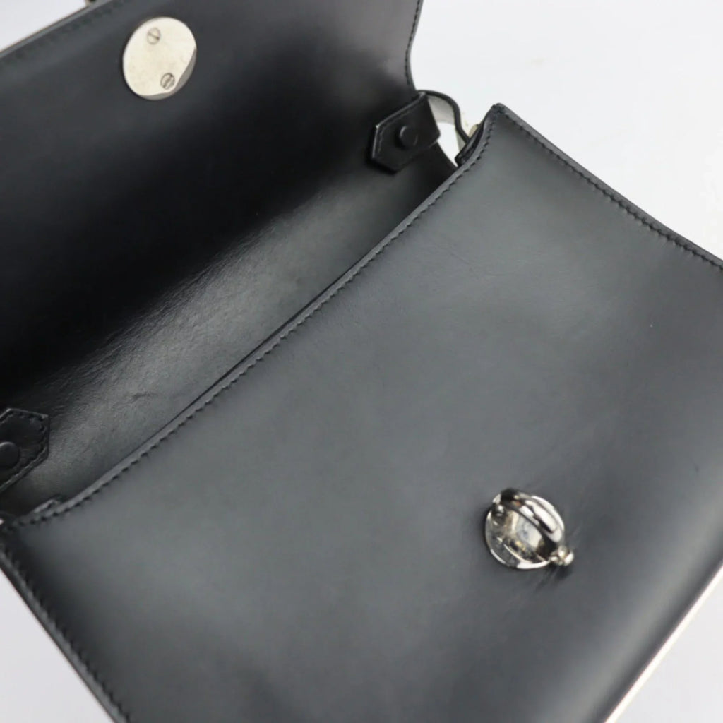 hardware Balenciaga 331916 ivory calf shoulder 2WAY Pre-Owned (Good) silver leather bag trapeze BALENCIAGA handbag black mailon mini system