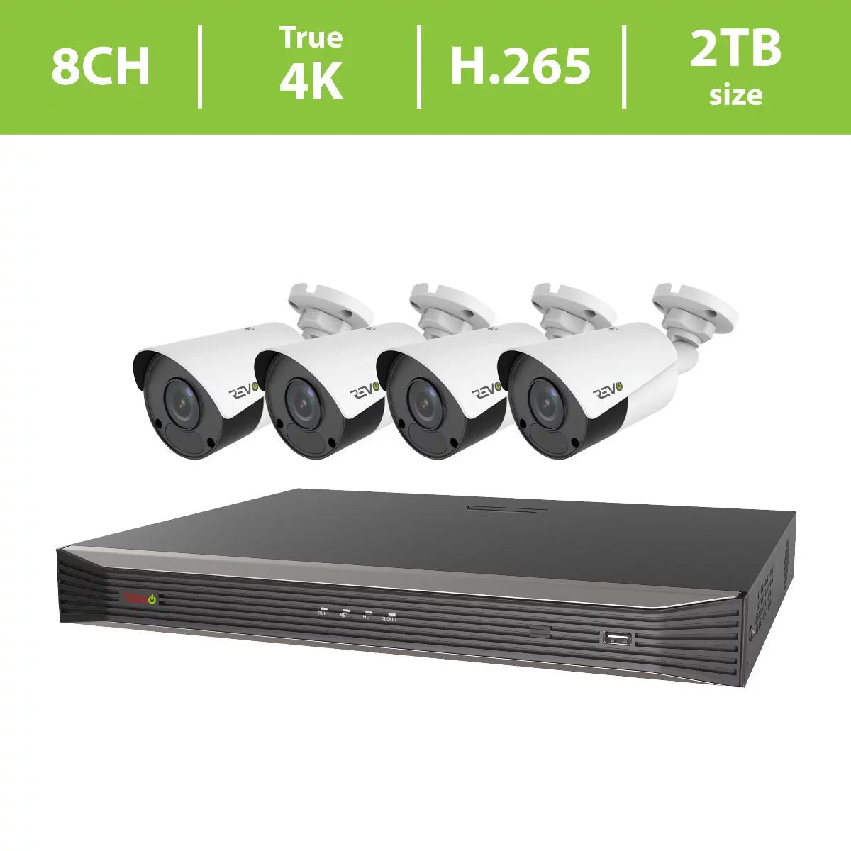 True Fixed HDD Video Revo IP PC Remote Phone, MAC Lens Indoor/exterior Via x 2TB Cameras Smart 4K Access 4 NVR HD 8CH. 4K System, Surveillance Tablet, - & Ultra