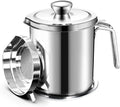 Lid Tray,for Oil Grease Storage Strainer Mesh & Oil Strainer Dust-proof Cooking Grease Strainer Can fl 67.6 Frying Storing Container,with Oil / 2L Stainless Pot oz,Food Non-slip Fine Steel